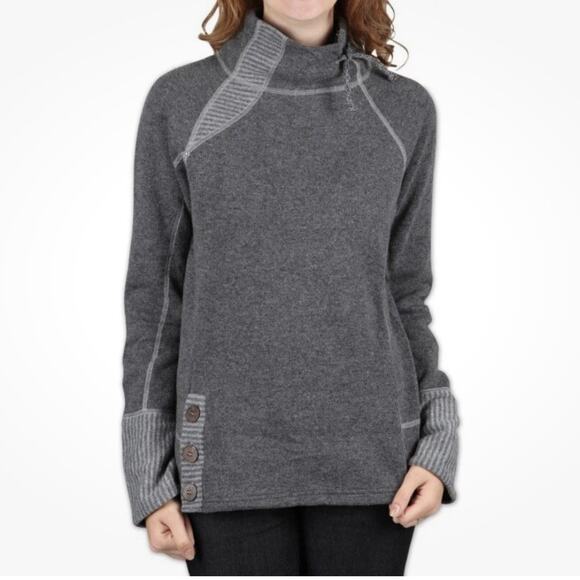 Prana Sweaters - Prana Lucia Gray Funnel Neck Sweater Wool Blend Size Small